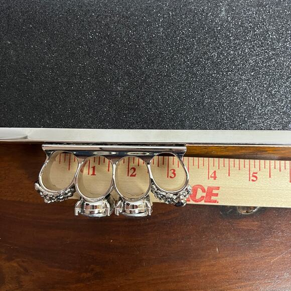 Glamcore Jeweled Knuckle Clutch Quiet Luxury Black Evening Prom Bag Runway Chic - Picture 8 of 9